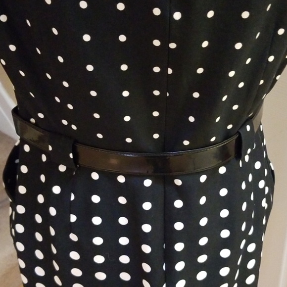 Tahari black and white polka dot belted dress - Picture 8 of 8